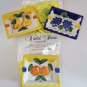 Vietri Store Dip A Mano Ceramic Ashtray Spoon Rest Italy Pears Peaches Grapes